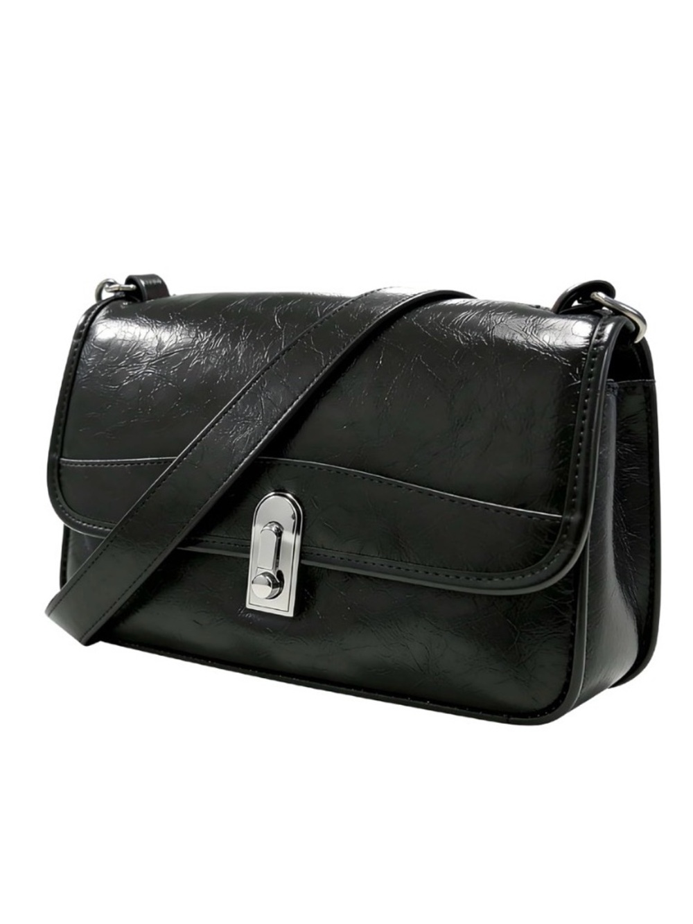Daphne Black Vegan Leather Crossbody